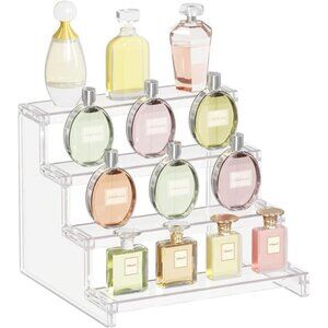 4 Tier Clear Display Risers Stand, Plastic Organizers for Figures, Cupcake